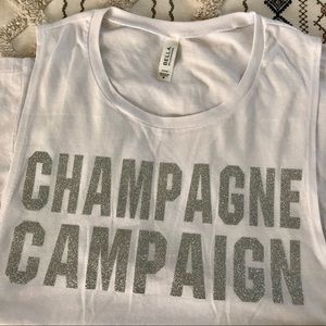 NWOT Bella Champagne Campaign Glitter Muscle Tank